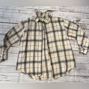 Amazon Women's Plaid Button Down Shirt - Cream, Black, Brown